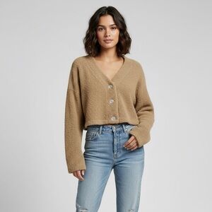 Cozy Tan Cropped Cardigan